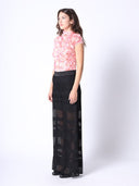 Rose Detail Cap-Short Sleeves Top TOP Gracia Fashion 