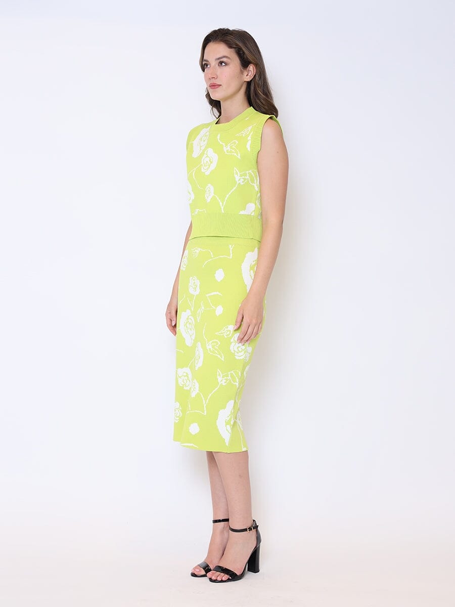 Rose Flower Graphic Art Knit Tank Top TOP Gracia Fashion 