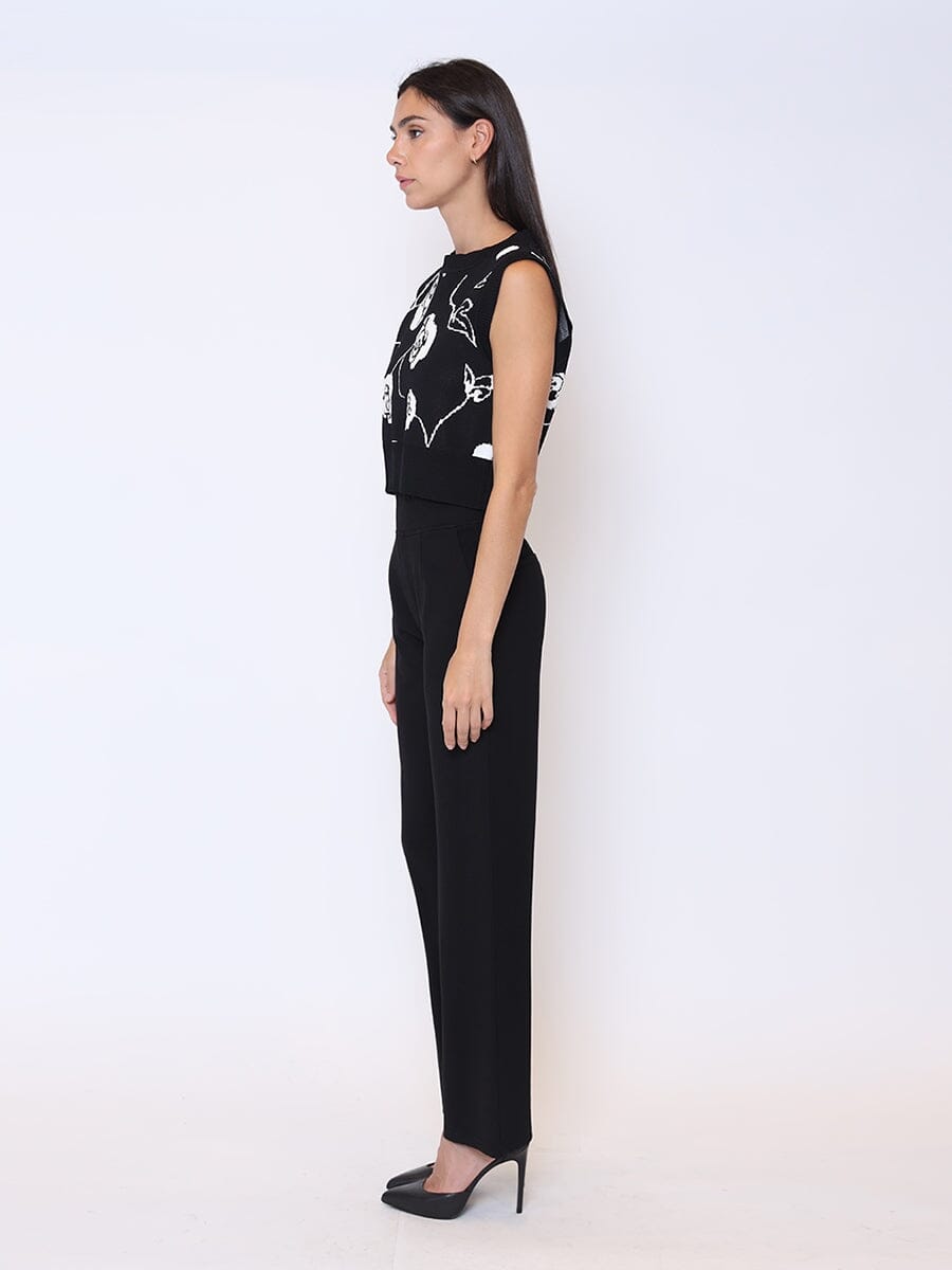 Rose Flower Graphic Art Knit Tank Top TOP Gracia Fashion 