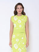 Rose Flower Graphic Art Knit Tank Top TOP Gracia Fashion NEON S 