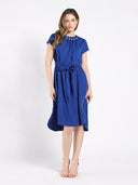 Round Neck Dress with Pearl Embellishment DRESS Gracia Fashion 