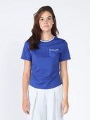 Round Neck Lace & Pocket T-Shirt TOP Gracia Fashion BLUE S 