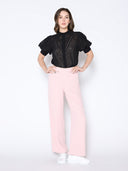 Round-Neck Puff Sleeve Eyelet Top TOP Gracia Fashion 