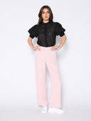 Round-Neck Puff Sleeve Eyelet Top TOP Gracia Fashion 