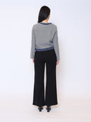 Round Neck Two- tone Denim Jacket JACKET Gracia Fashion 