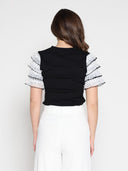 Round Neckline Tiered Short Sleeve Top TOP Gracia Fashion 