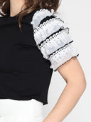 Round Neckline Tiered Short Sleeve Top TOP Gracia Fashion 