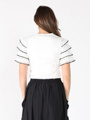 Round Neckline Tiered Short Sleeve Top TOP Gracia Fashion 