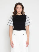 Round Neckline Tiered Short Sleeve Top TOP Gracia Fashion BLACK S 
