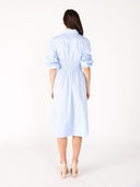 Ruched Puff Sleeve & Waist A Line Midi Dress DRESS Gracia Fashion 