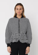 Ruffle Button Design Jacket TOP Gracia Fashion BLACK S 