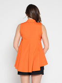 Ruffle Flower Applique Asymmetrical Hem Shirt TOP Gracia Fashion 
