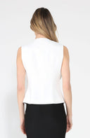 Ruffle Front Button Down Sleeveless Jacket JACKET Gracia Fashion 