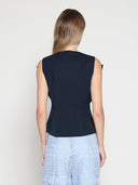 Ruffle Front Button Down Sleeveless Jacket JACKET Gracia Fashion 