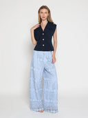 Ruffle Front Button Down Sleeveless Jacket JACKET Gracia Fashion 