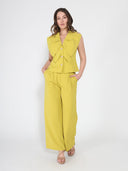 Ruffle Front Button Down Sleeveless Jacket JACKET Gracia Fashion 