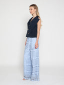 Ruffle Front Button Down Sleeveless Jacket JACKET Gracia Fashion 