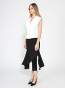 Ruffle Front Button Down Sleeveless Jacket JACKET Gracia Fashion 