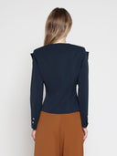 Ruffle Front With Button Long Sleeve Jacket JACKET Gracia Fashion 