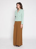 Ruffle Front With Button Long Sleeve Jacket JACKET Gracia Fashion 