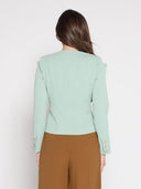 Ruffle Front With Button Long Sleeve Jacket JACKET Gracia Fashion 