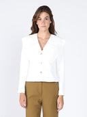 Ruffle Front With Button Long Sleeve Jacket JACKET Gracia Fashion WHITE S 