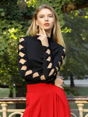 Ruffle long sleeve high neck top TOP Gracia Fashion 