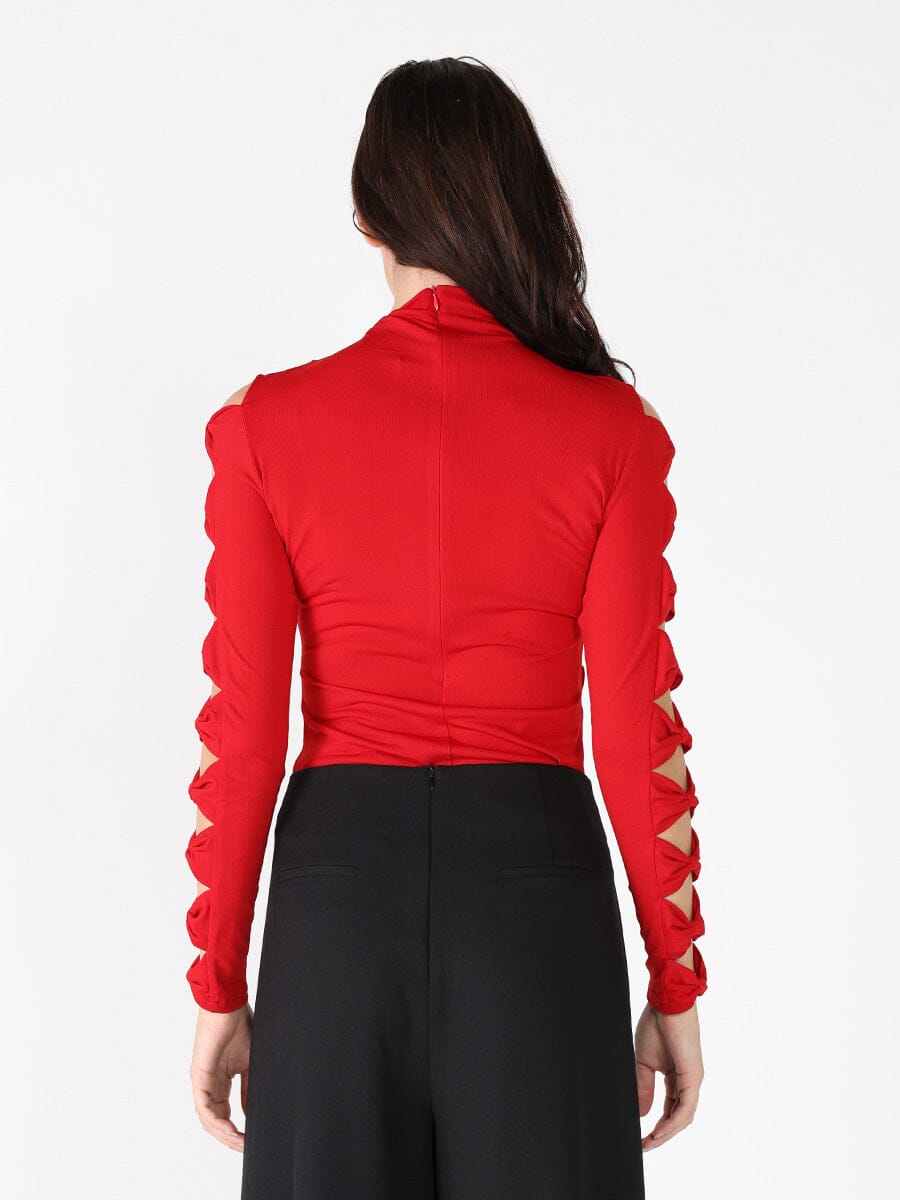 Ruffle long sleeve high neck top TOP Gracia Fashion 