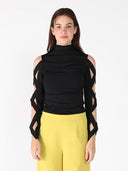 Ruffle Long Sleeve High Neck Top TOP Gracia Fashion BLACK S 