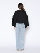 Ruffle Sleeve Crew Neck Scuba Sweatshirt TOP Gracia Fashion 