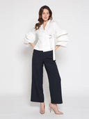 Ruffle sleeve cross body solid top TOP Gracia Fashion 