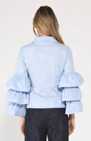 Ruffle sleeve cross body solid top TOP Gracia Fashion 