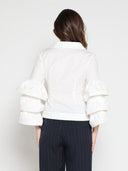 Ruffle sleeve cross body solid top TOP Gracia Fashion 