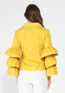 Ruffle sleeve cross body solid top TOP Gracia Fashion 