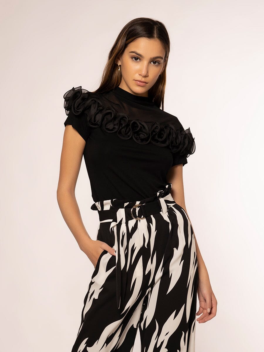 Ruffle Trimmed Short-Sleeve Top TOP Gracia Fashion 
