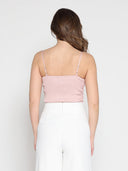 Ruffled Detail Mesh Fabric Top with Straps TOP Gracia Fashion 