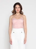 Ruffled Detail Mesh Fabric Top with Straps TOP Gracia Fashion BLUSH S 
