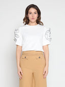 Ruffled Puff Sleeve Solid Color T-Shirt TOP Gracia Fashion WHITE S 