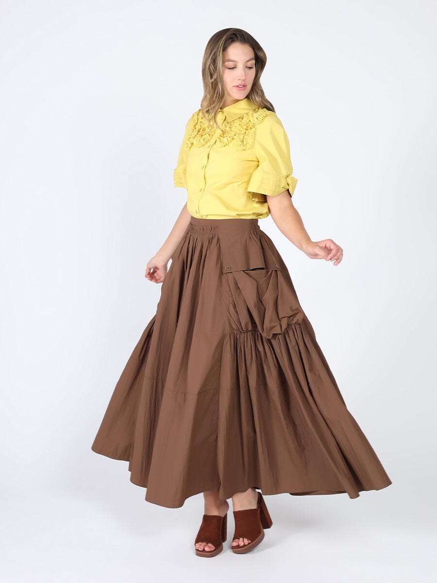 Ruffled work shirt TOP Gracia Fashion MUSTARD S 