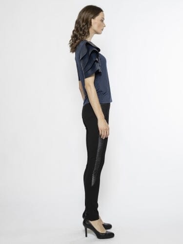 Ruffles Pleather Tiered Short Sleeve Top TOP Gracia Fashion 