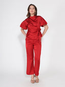 Satin Wide Leg Dress Pants PANTS Gracia Fashion 