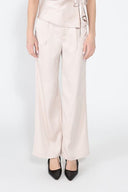 Satin Wide Leg Dress Pants PANTS Gracia Fashion LIGHT BEIGE S 