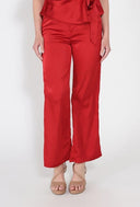 Satin Wide Leg Dress Pants PANTS Gracia Fashion RED S 