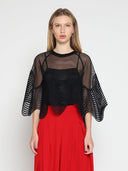 See-Through Round Lace Top TOP Gracia Fashion BLACK S 
