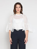 See-Through Round Lace Top TOP Gracia Fashion WHITE S 
