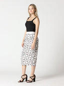 Sequin Beaded Pinwheel Motifs Banding Midi Skirt SKIRT Gracia Fashion 