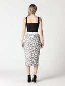 Sequin Beaded Pinwheel Motifs Banding Midi Skirt SKIRT Gracia Fashion 