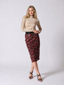 Sequin Beaded Pinwheel Motifs Banding Midi Skirt SKIRT Gracia Fashion 