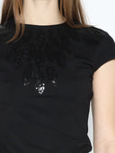 Sequin Embellished Cap Sleeve Top TOP Gracia Fashion 