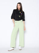 Sequin Embroidery Flower Detail Puff Sleeve Shirt TOP Gracia Fashion 